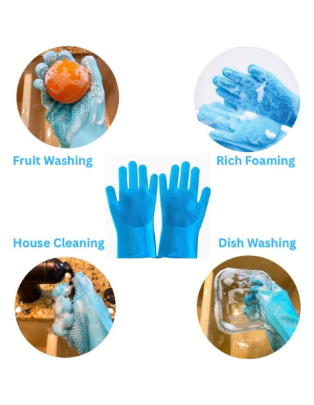 Guantes de Aseo para Mascotas PawBliss, Azul, 5 Dedos, Silicona Guantes de Aseo para Mascotas PawBliss, Azul, 5 Dedos, Silicona