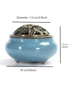 Quemador de Incienso de Cerámica AISIBO Azul 7.4 cm 2