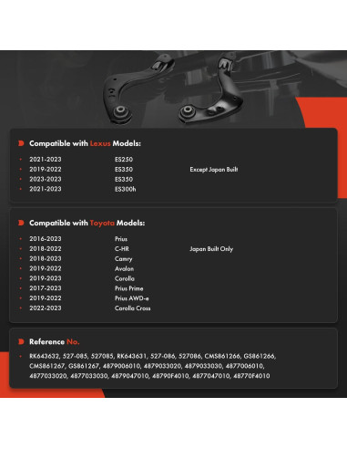 Brazo de Control Superior Trasero A-Premium para Toyota y Lexus