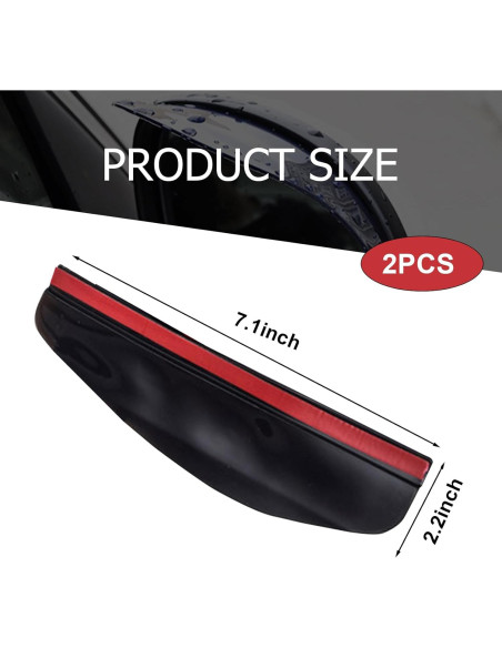 Cejas de Lluvia para Espejo Retrovisor Ferianl 2PCS PVC Negro