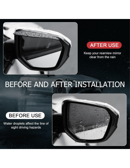 Cejas de Lluvia para Espejo Retrovisor Ferianl 2PCS PVC Negro