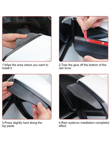 Cejas de Lluvia para Espejo Retrovisor Ferianl 2PCS PVC Negro