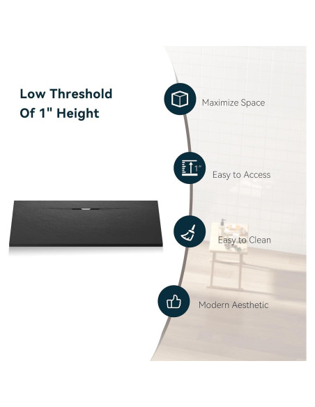 Base de Ducha FerdY 120x90 cm Antideslizante SMC Negra