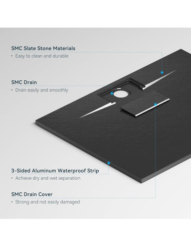 Base de Ducha FerdY 120x90 cm Antideslizante SMC Negra