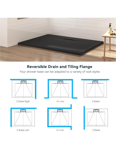 Base de Ducha FerdY 120x90 cm Antideslizante SMC Negra