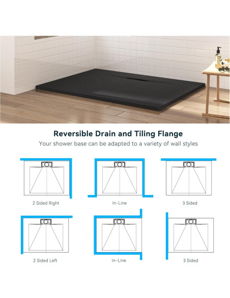 Base de Ducha FerdY 120x90 cm Antideslizante SMC Negra