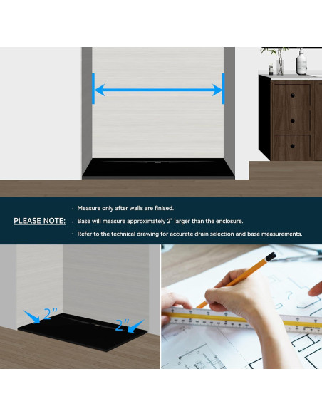 Base de Ducha FerdY 120x90 cm Antideslizante SMC Negra