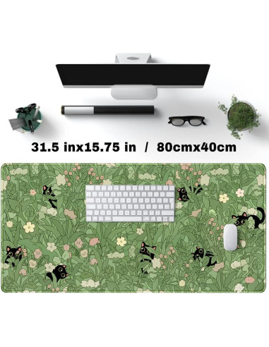 Alfombrilla de Escritorio Grande YKJWW Gato Kawaii 80x40cm