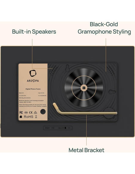 Marco de Fotos Digital ARZOPA D10 Oro 10.1" WiFi HD Táctil Marco de Fotos Digital ARZOPA D10 Oro 10.1" WiFi HD Táctil