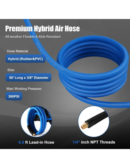 Carrete de Manguera de Aire Retráctil Himimi 15.24M 300PSI