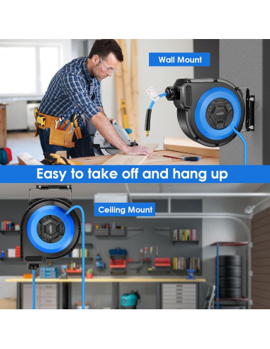 Carrete de Manguera de Aire Retráctil Himimi 15.24M 300PSI