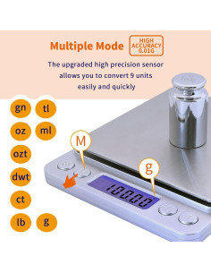 Báscula Digital de Gramos Barlunbee BL-500 Pro 500g 0.01g 2