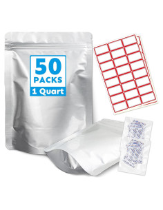 Bolsas Mylar 50PCS 18x25cm Cloudslucky Reutilizables con Cierre