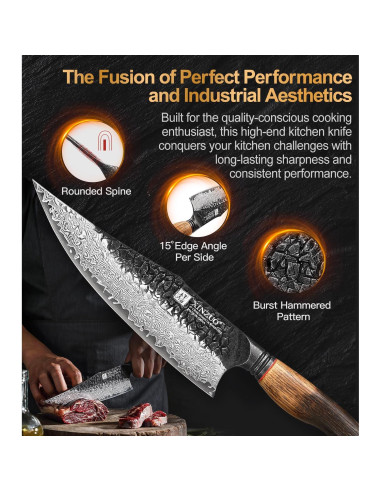 Cuchillo de Chef XINZUO 21.8 cm Acero Damasco 67 Capas