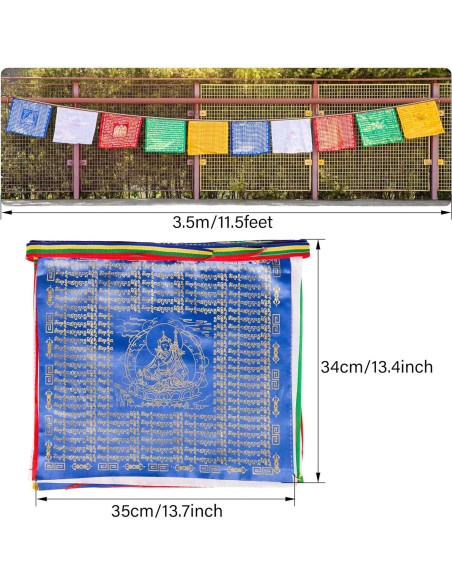 Conjunto de Banderas de Oración Tibetanas ZenBless - 10 Banderas 34.8x34cm