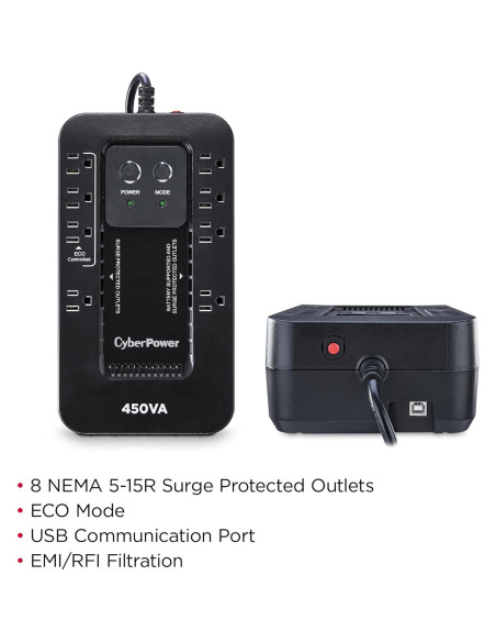 UPS CyberPower EC450G 450VA/260W, 8 Salidas, Modo ECO