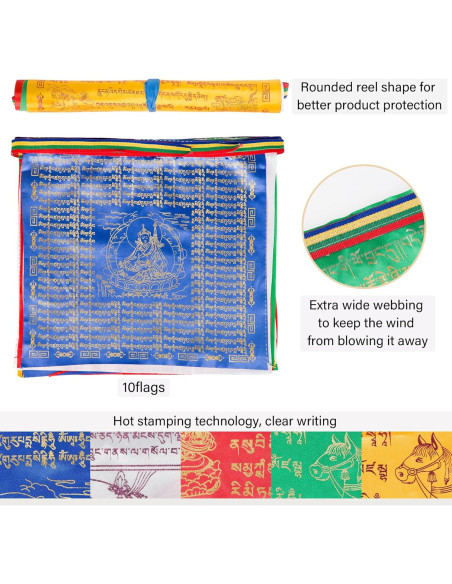 Conjunto de Banderas de Oración Tibetanas ZenBless - 10 Banderas 34.8x34cm