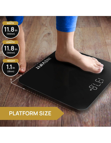 Báscula de baño digital INEVIFIT, 181.44 kg, vidrio templado