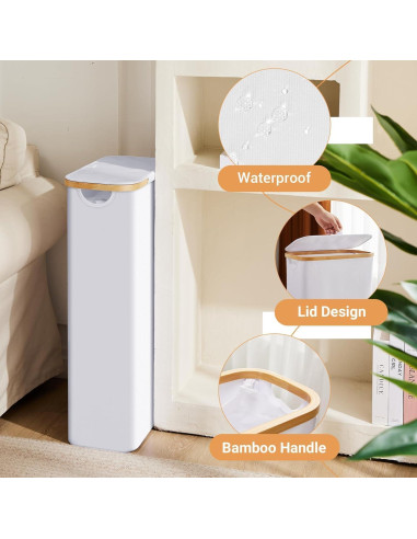 Cesta de lavandería delgada 63L con tapa y bolsa extraíble - Fiona