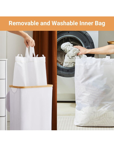 Cesta de lavandería delgada 63L con tapa y bolsa extraíble - Fiona