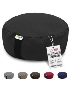 Cojín de Meditación Zafu Redondo Bean Products 14" Cañamo Negro