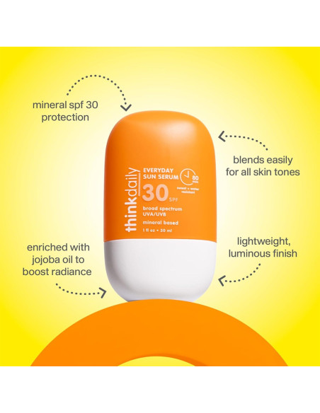Thinkdaily Suero Solar Facial SPF 30, 30 ml, Hidratante UVA/UVB Thinkdaily Suero Solar Facial SPF 30, 30 ml, Hidratante UVA/UVB