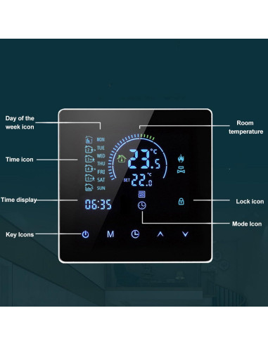 Termostato Inteligente Fafeicy LCD Programable 5-60C Blanco