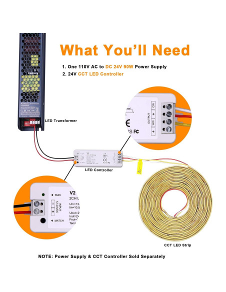 Tira LED COB CCT JOYLIT 5m 640 LEDs 90W Regulable 2700K-6000K