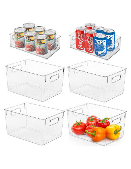 Set de 6 Bins de Almacenamiento Plástico Transparente YOZATIA