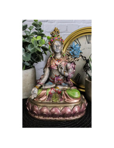 Estatua Diosa Tara Blanca Ebros 14.6cm Resina Pintada a Mano