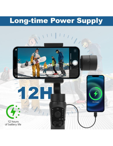 Estabilizador Gimbal 3 Ejes EOJDDPA para Smartphone Negro Mate
