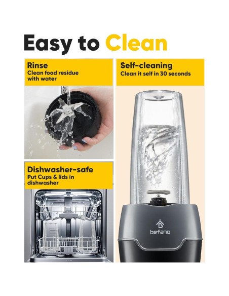 Licuadora Personal Befano BM900 1200W para Smoothies y Cócteles