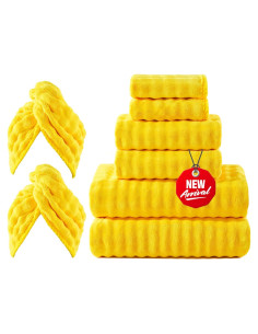 Conjunto de Toallas COZYART 8 Piezas Microfibra Amarillo 500GSM