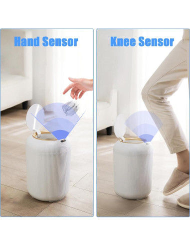 Papelera Automática URALFA 11L con Sensor de Movimiento Blanca