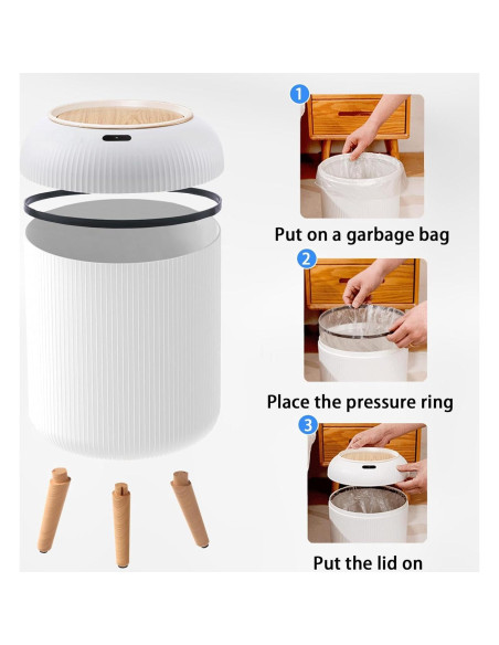 Papelera Automática URALFA 11L con Sensor de Movimiento Blanca