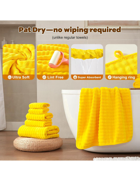 Conjunto de Toallas COZYART 8 Piezas Microfibra Amarillo 500GSM Conjunto de Toallas COZYART 8 Piezas Microfibra Amarillo 500GSM