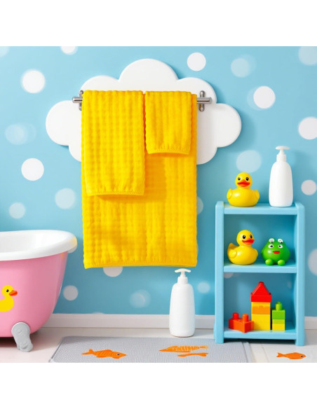 Conjunto de Toallas COZYART 8 Piezas Microfibra Amarillo 500GSM Conjunto de Toallas COZYART 8 Piezas Microfibra Amarillo 500GSM