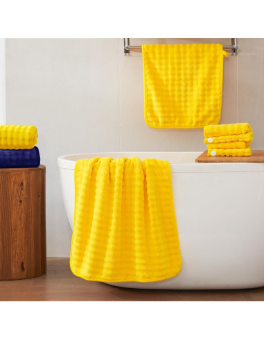 Conjunto de Toallas COZYART 8 Piezas Microfibra Amarillo 500GSM