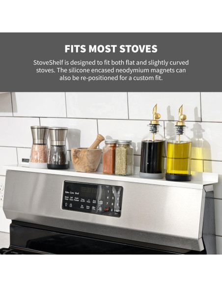 Estante Magnético de Acero Inoxidable Blanco 76.2 cm StoveShelf Estante Magnético de Acero Inoxidable Blanco 76.2 cm StoveShelf