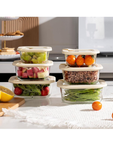 Juego de Contenedores de Vidrio Urban Green 6 Piezas 100% Libre de Plástico