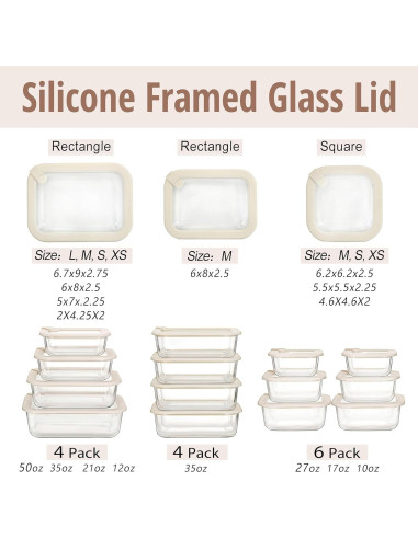 Juego de Contenedores de Vidrio Urban Green 6 Piezas 100% Libre de Plástico