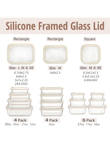 Juego de Contenedores de Vidrio Urban Green 6 Piezas 100% Libre de Plástico