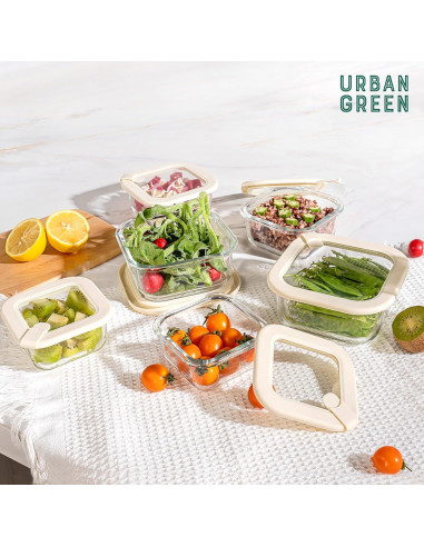 Juego de Contenedores de Vidrio Urban Green 6 Piezas 100% Libre de Plástico