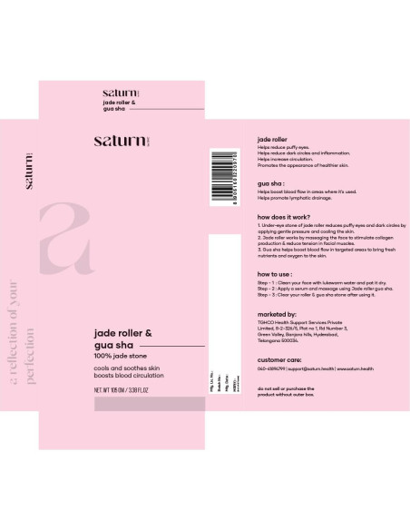 Rodillo de Jade y Gua Sha Saturno por GHC - Cuarzo Rosa Premium