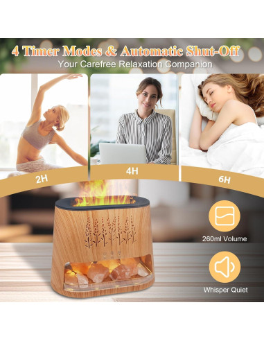 Difusor de Aceite Esencial Walve 260ml con Luz LED y Sal del Himalaya