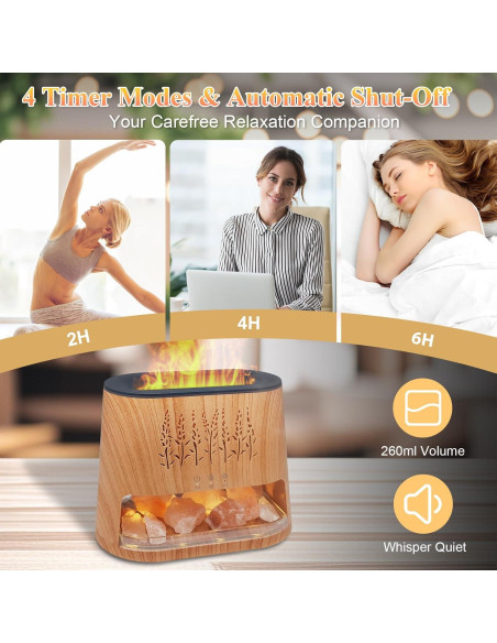 Difusor de Aceite Esencial Walve 260ml con Luz LED y Sal del Himalaya Difusor de Aceite Esencial Walve 260ml con Luz LED y Sal del Himalaya