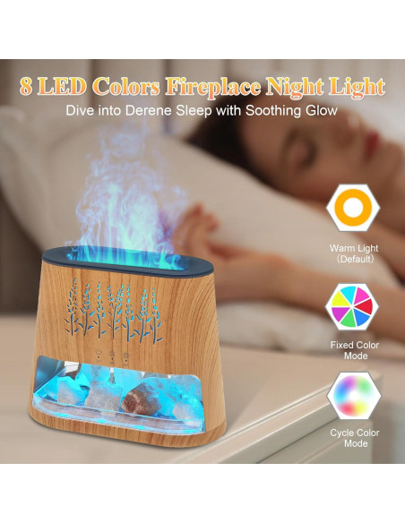 Difusor de Aceite Esencial Walve 260ml con Luz LED y Sal del Himalaya Difusor de Aceite Esencial Walve 260ml con Luz LED y Sal del Himalaya