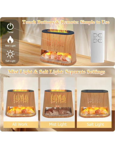 Difusor de Aceite Esencial Walve 260ml con Luz LED y Sal del Himalaya