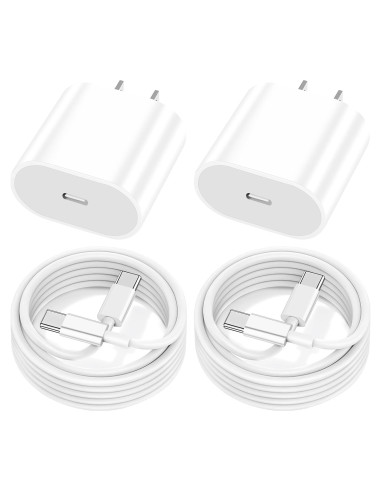 Cargador Rápido USB-C 20W MFi + 2 Cables 2m para iPad