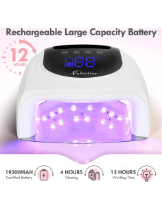 Lámpara de Uñas Inalámbrica Kicylicy 96W LED UV 42 Perlas 2